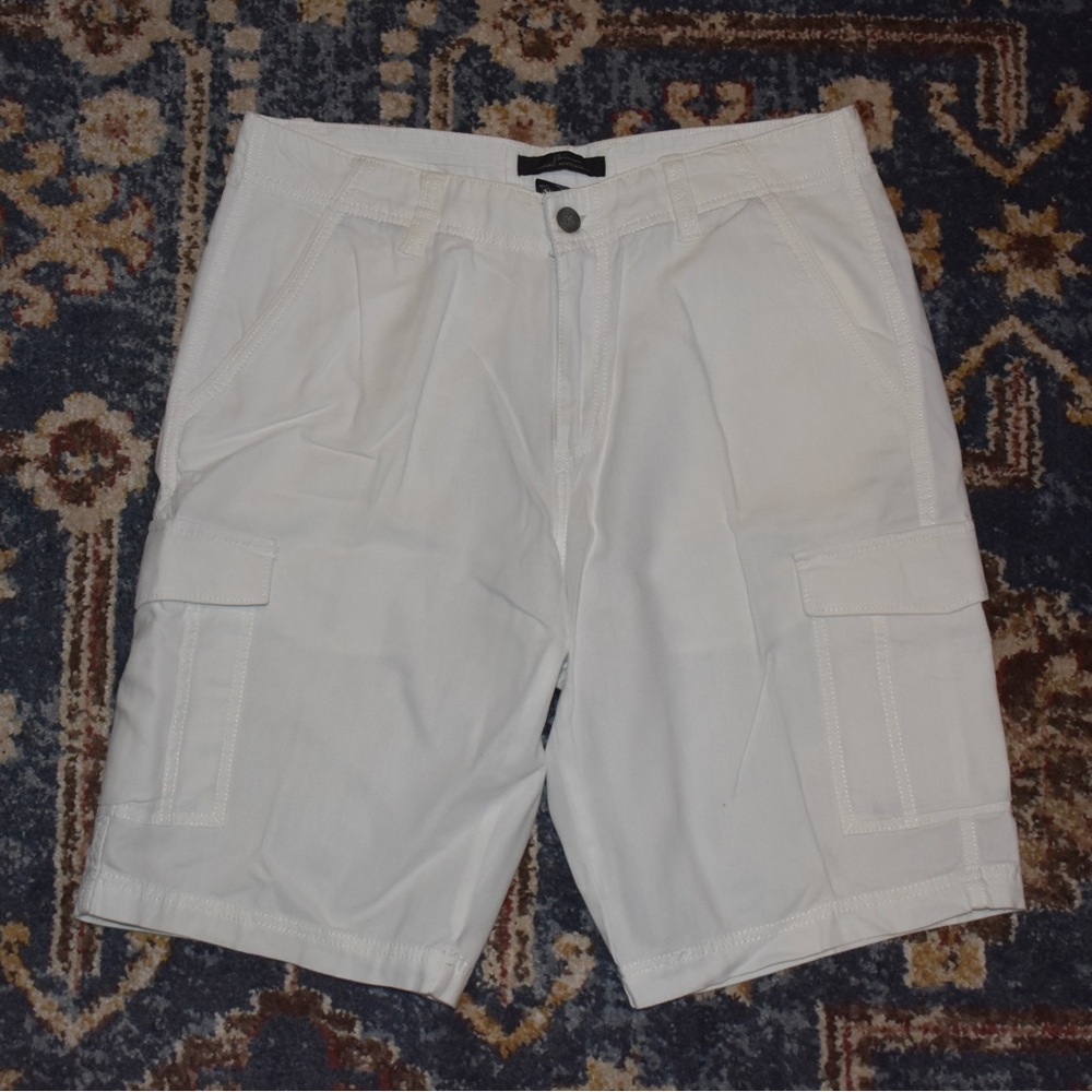 Marc Anthony White Linen Cargo Shorts for Men